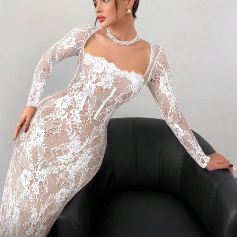 Elegant White Lace Dress
